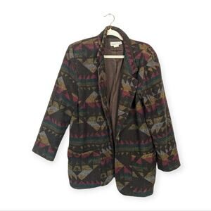 Vintage Kenneth Mitchell Aztec Southwestern Wool Blend Jacket